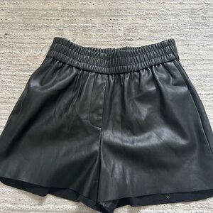 Zara High Waist Black Leather Shorts